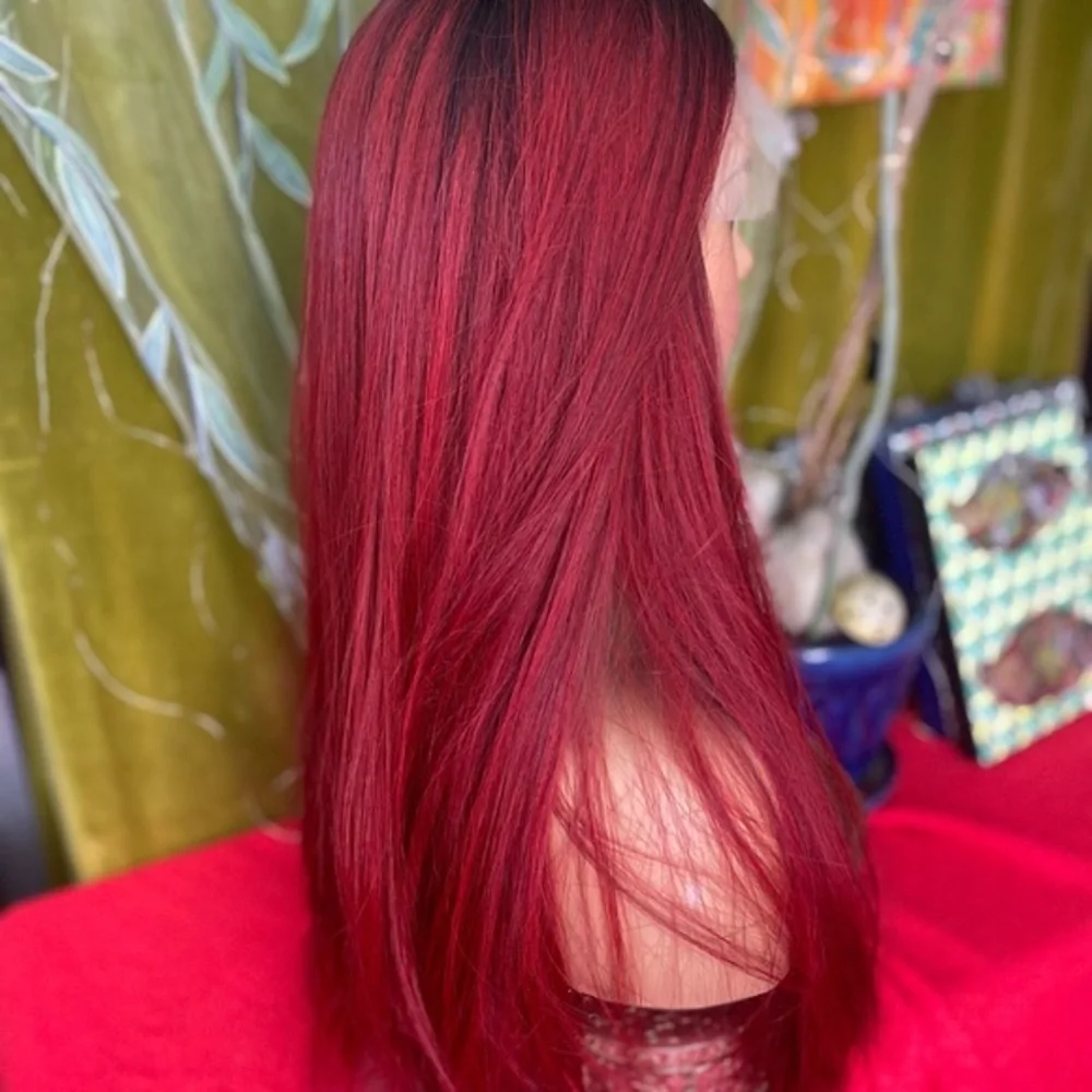 vampire red black lace front wig